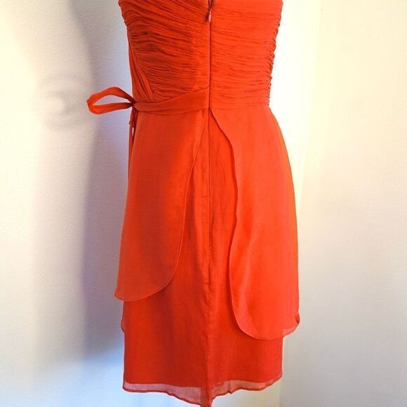 J.Crew Silk Ruched and Draped Spaghetti Strap Elegant Prom or Party Dress Coral - Picture 12 of 16